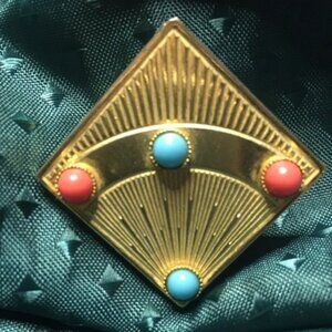 Vintage Art Deco Gold Brooch/ Scarf Ring